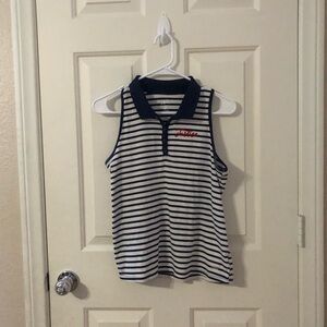 Justice Navy & White Striped Polo Tank Top